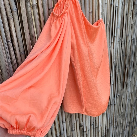 Rachel Roy Soirée one shoulder grapefruit blouse S - Picture 3 of 6